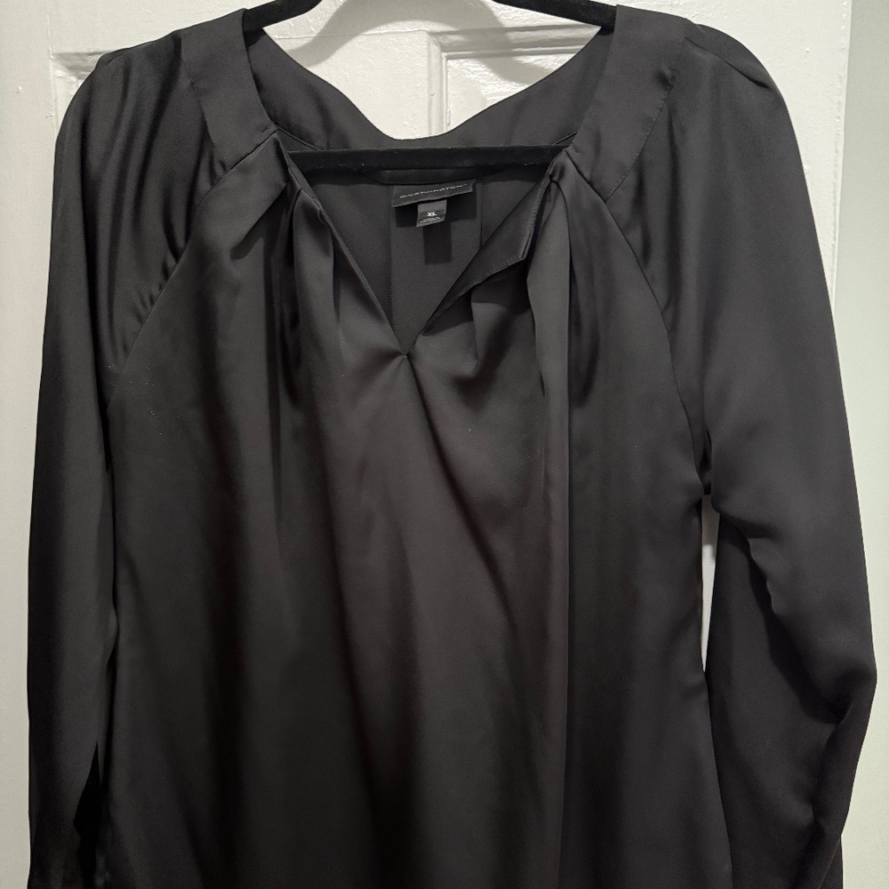 Black Satin Blouse, size XL (runs small)